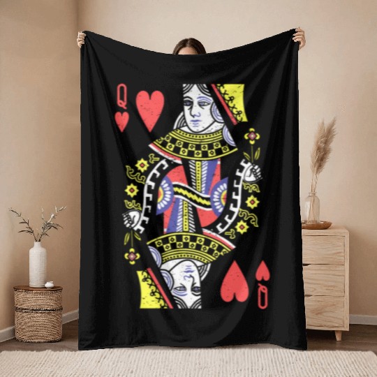 Queen Of Hearts Playing Card Halloween S Throw Blankets