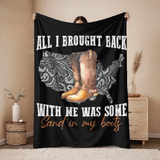 Sand In My Boots Country Music Throw Blankets