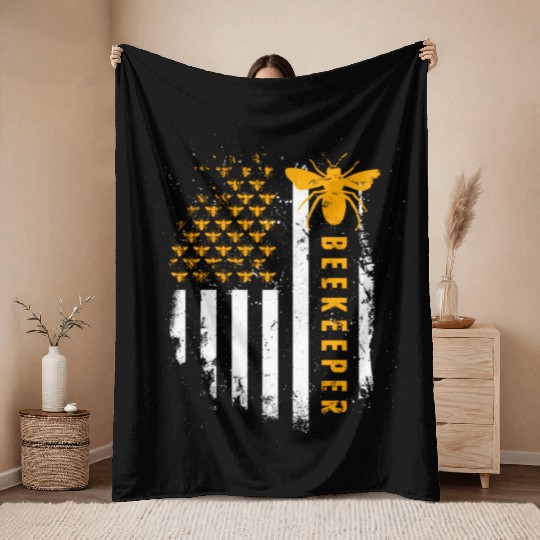 Honey Bee Beekeeping Hive Beekeeper Throw Blankets