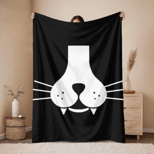 Meowy Cat Face Throw Blankets