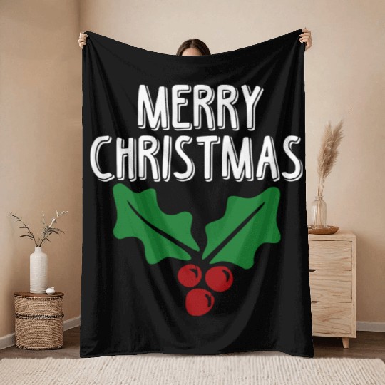 Holly Berry Christmas Throw Blankets