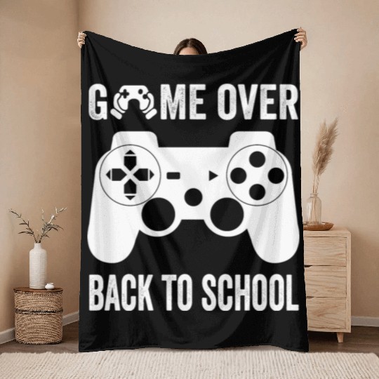 game over back to school Throw Blankets
