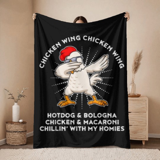Funny Chicken Wing Chicken Wing Hot Dog Throw Blankets