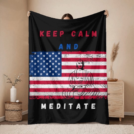 Independence Day Buddha Meditation Throw Blankets