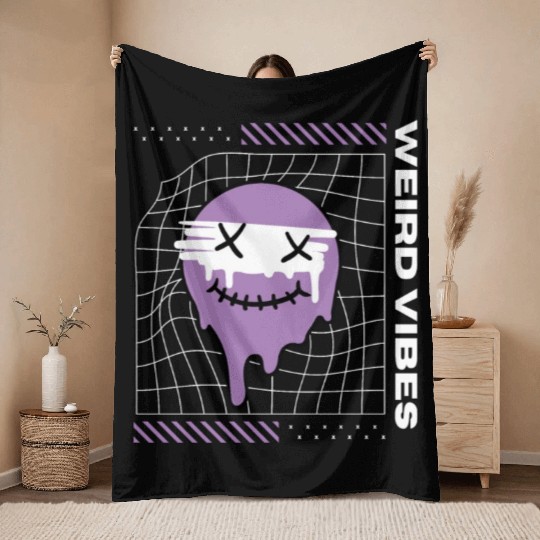 Weird Vibes Only Throw Blankets