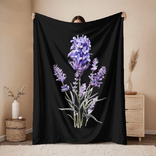 Lavender Flower Throw Blankets