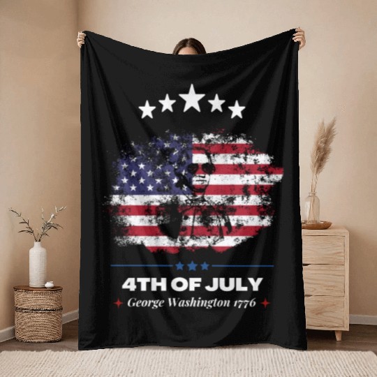4th Of July Suck It England George Washington 1776 Throw Blankets