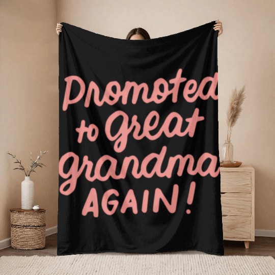 Promoted To Great Grandma Again Pregnancy Announce Throw Blankets