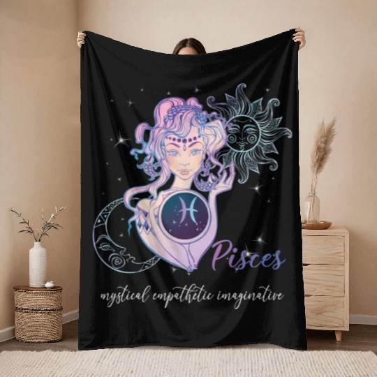 Pisces Zodiac Sign Pisces Horoscope Astrology Throw Blankets