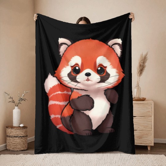 Totally cute red panda Throw Blankets