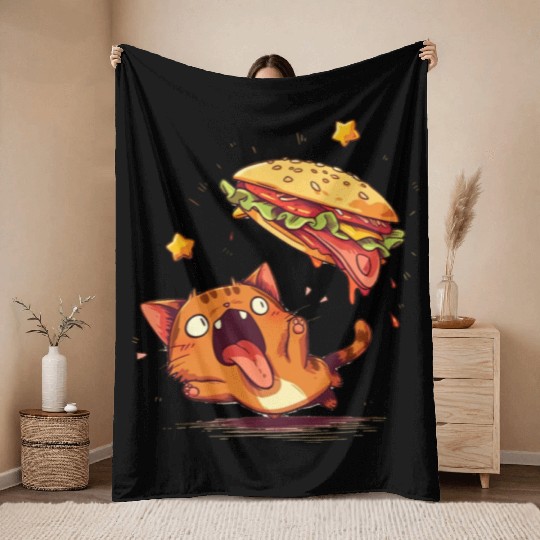 Cat and Taco A Perfectly Delicious Pair Throw Blankets