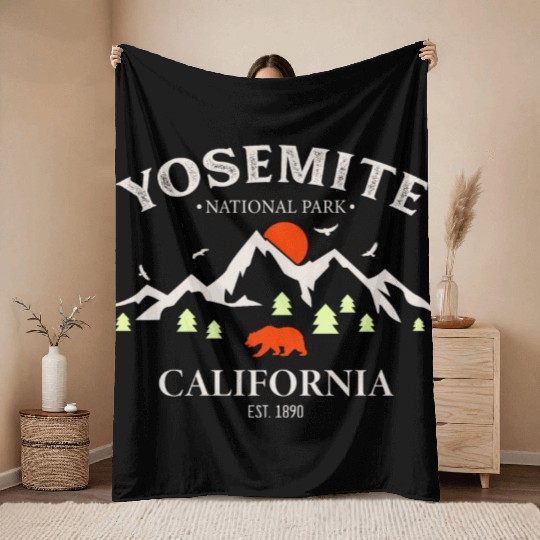 Yosemite National Park California Vintage Throw Blankets