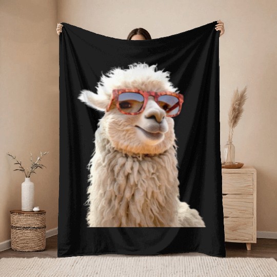 Alpaca Sunglasses Llama Farm I Love Cute Alpacas Throw Blankets