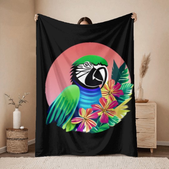 Macaw in the Tropics Throw Blankets