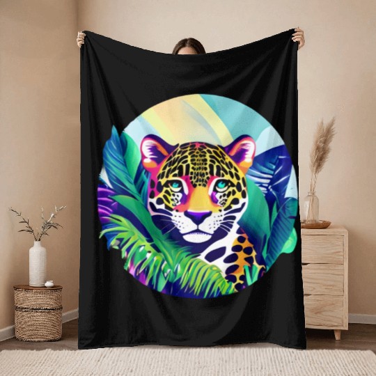 Jaguar in the Tropics Throw Blankets