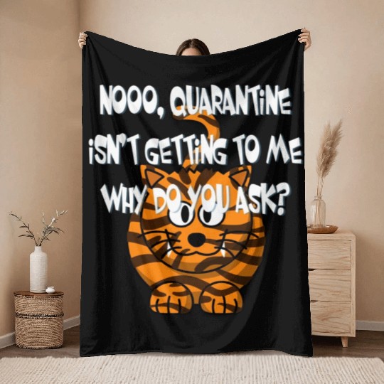 Crazy Cat Social Distancing Face Mask Funny Throw Blankets