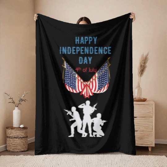 Happy independence day Throw Blankets