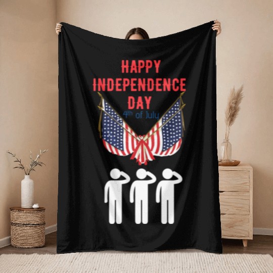 Happy independence day Throw Blankets