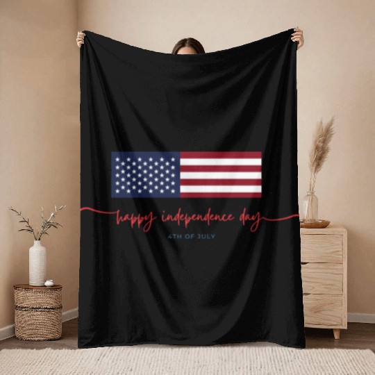 Happy independence day Throw Blankets