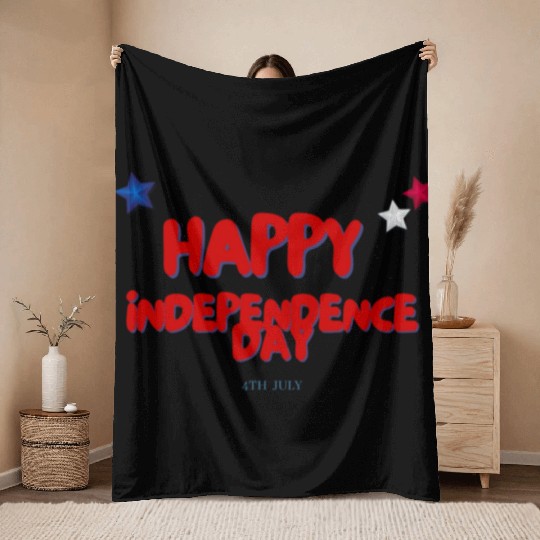 Happy independence day Throw Blankets
