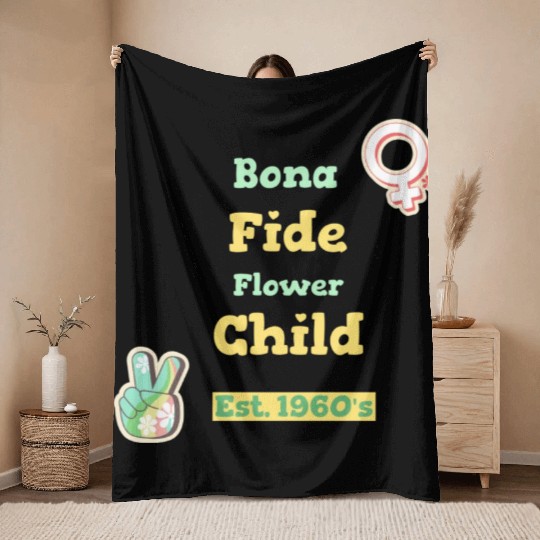 DESIGNBona Fide Flower Child Est 1960s Throw Blankets