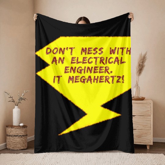 Lightning Bolt Electrical Engineer girl Throw Blankets