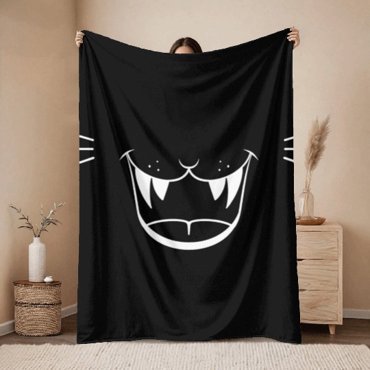 Angry Cat Face Throw Blankets