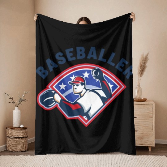 Baseballer Baseball Pitcher Sports Club Player Throw Blankets