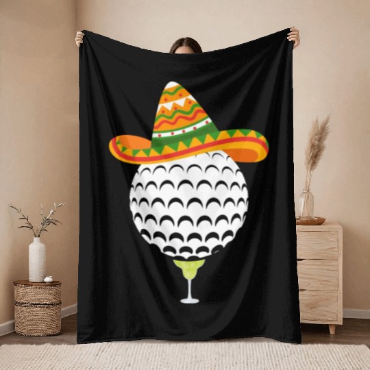 Margarita Golf Ball Mexican Sombrero Throw Blankets