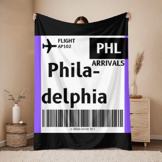 airplane ticket philadelphia Throw Blankets