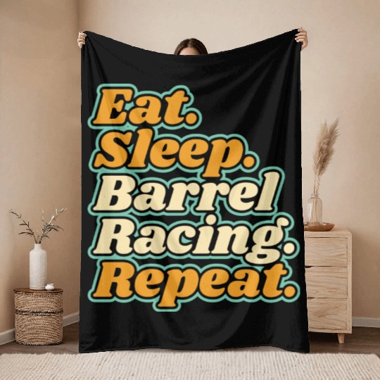 Barrel Racing Barrel Racer Rodeo Western cute Throw Blankets