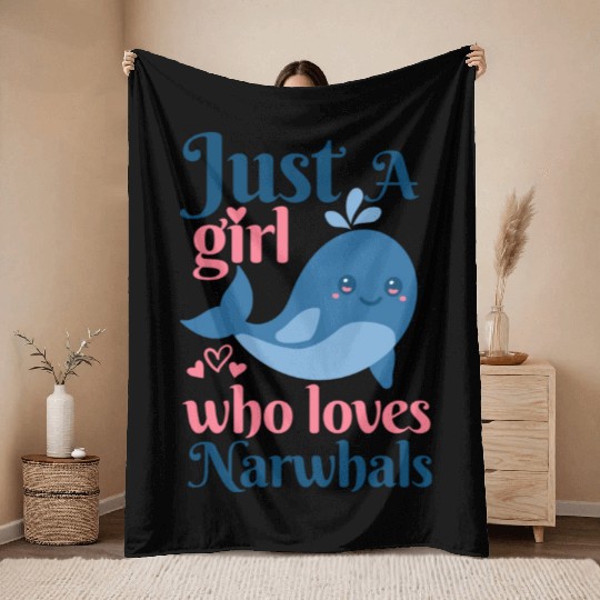 Narwhal Narwhal Lover red Throw Blankets