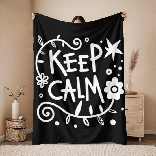 keep calm green 80s humor Throw Blankets
