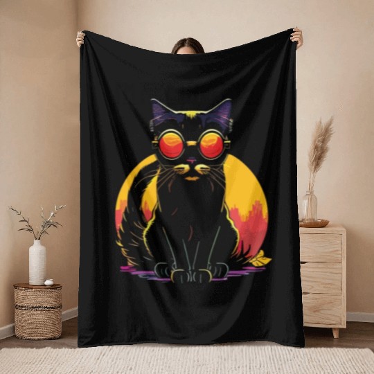 FELINE Fine | Cat Lover Summer Animal Beach Party Throw Blankets