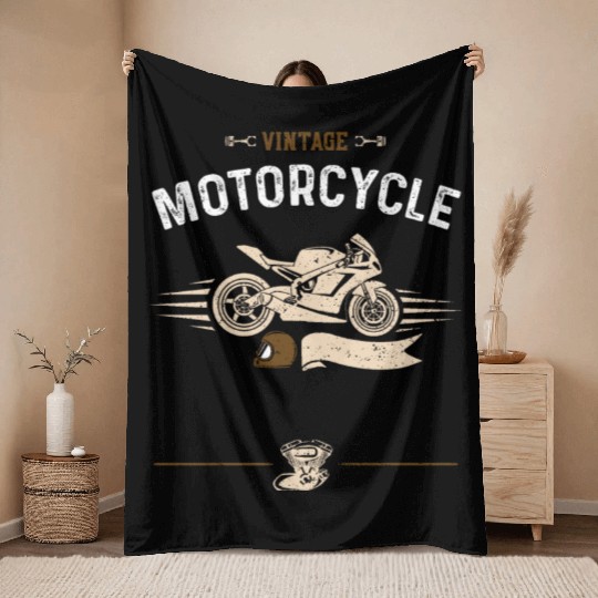 Vintage Motorcycle - Motorcycle Throw Blankets