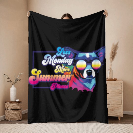 Less Monday, More Summer | Beach Party Dog Lovers Throw Blankets
