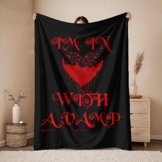 I'm in love with a vamp heart shape Throw Blankets