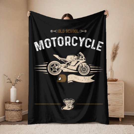 Old School Motorcycle - Motorcycle Throw Blankets