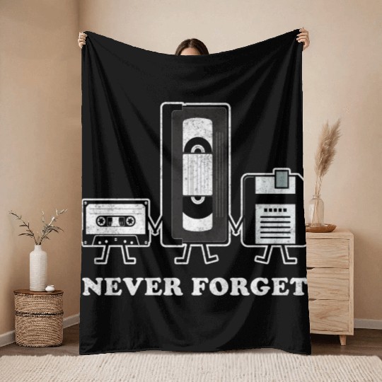 80s Vhs Never Forget Vintage Throw Blankets