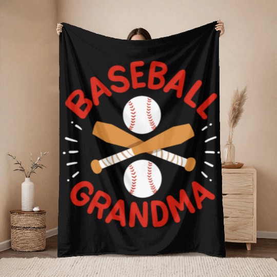 Baseball Grandma nature Throw Blankets