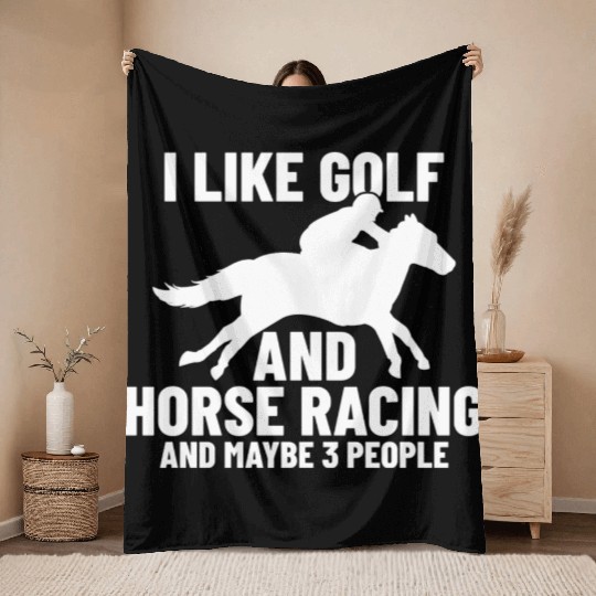 Horse Racing Golf Horse Racer yellow Throw Blankets