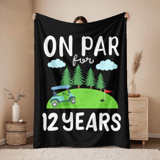 Golf Course 12th Birthday Golfcar 80s Throw Blankets