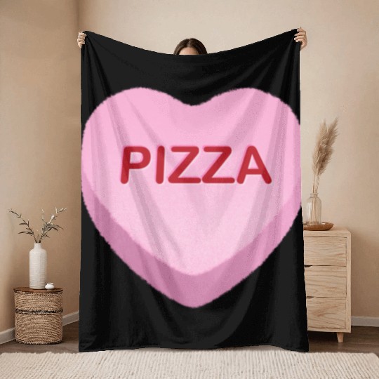 Pizza Candy Heart Throw Blankets