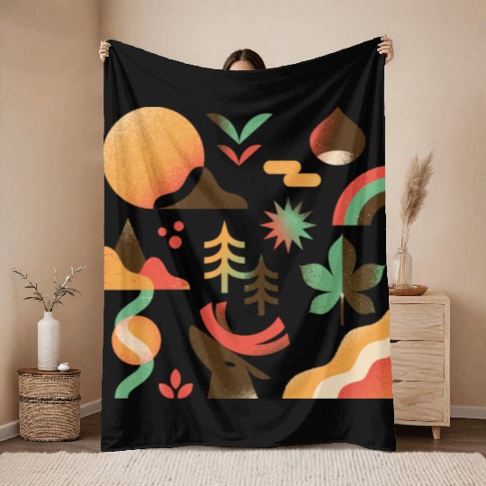 Autumn Mountain Landscape Throw Blankets