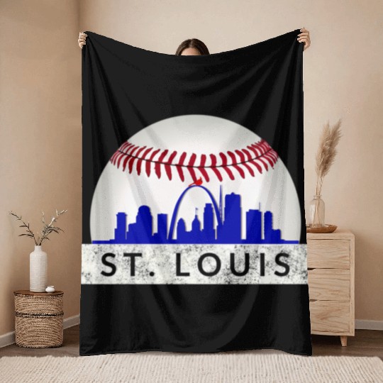 Saint Louis Red Cardinal Dress Hometown Skyline Gi Throw Blankets