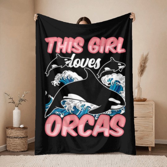 This Girl Loves Orcas Sea Orca Whale Protect Throw Blankets