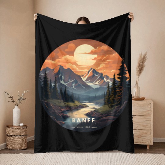 Banff sunset Throw Blankets