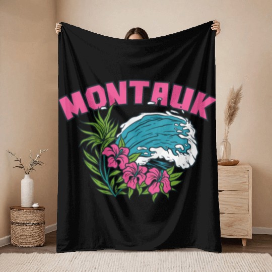 Montauk New York Summer Nyc Tropical Montaukett Throw Blankets