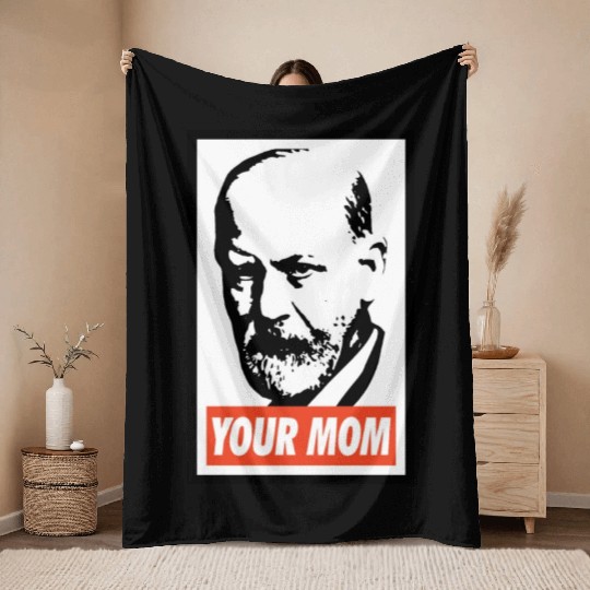 Sigmund Freud Your Mom Throw Blankets