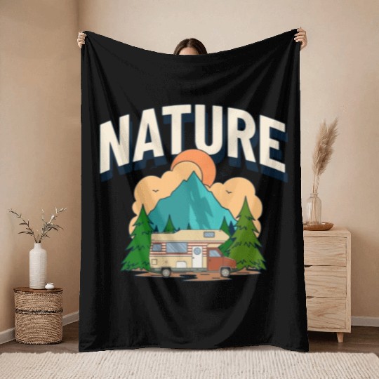 Rv World Tour Nature Is Calling Throw Blankets